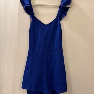 Rolla Coster Royal Blue Sleeveless Romper with Ruffle Straps